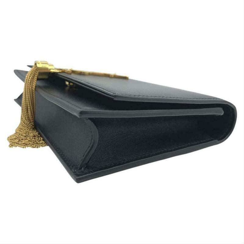 Saint Laurent Monogram Kate Chain Wallet Smooth Calfskin Classic Tassel Black