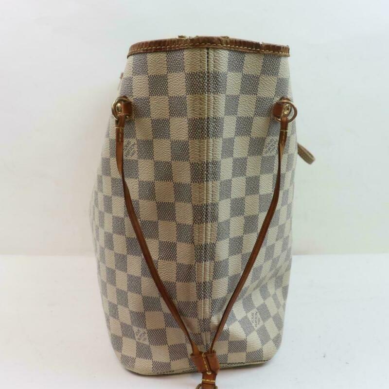 Louis Vuitton Neverfull Mm White Damier Azur Canvas Tote