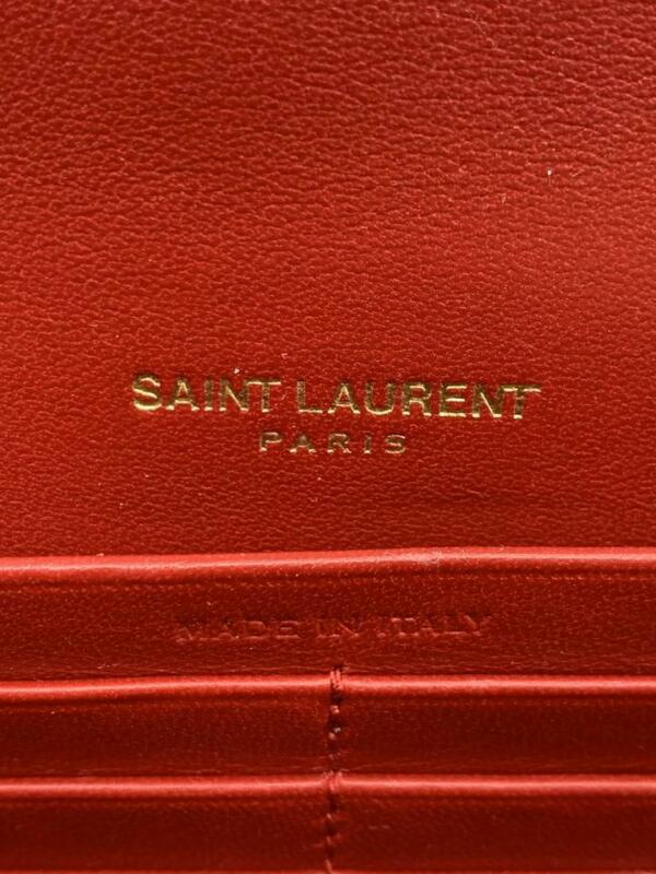 Saint Laurent Chain Wallet Vicky Lambskin Matelasse Rouge Eros Red Leather