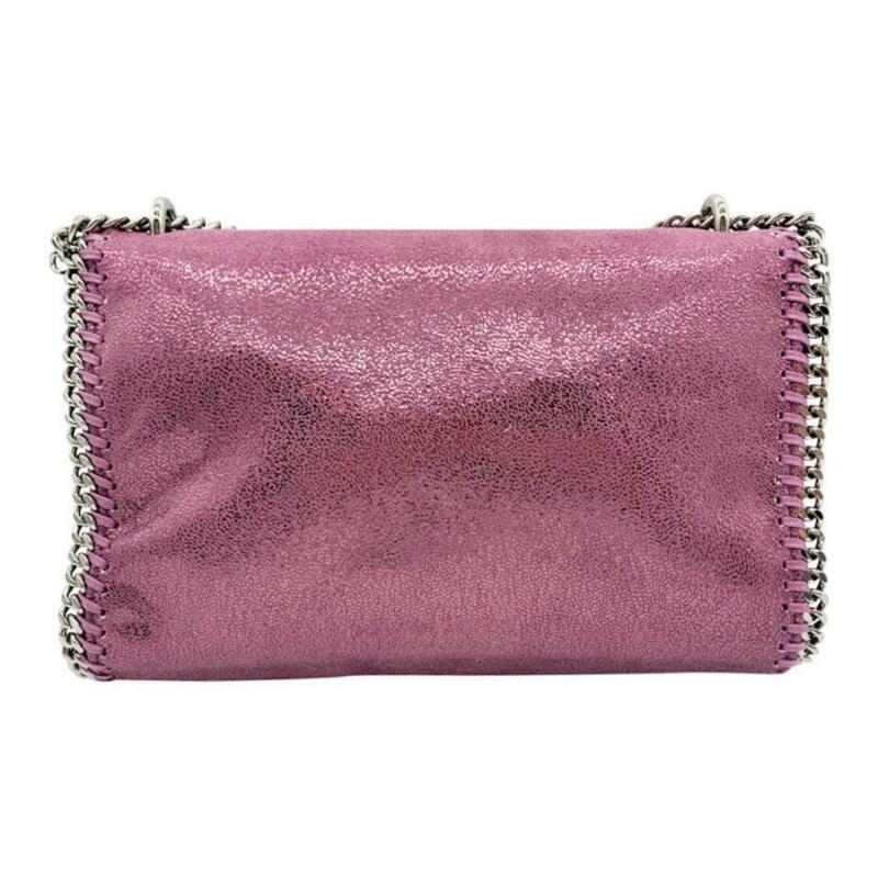 Stella McCartney Falabella Shaggy Deer Metallic Purple Faux Leather Shoulder Bag