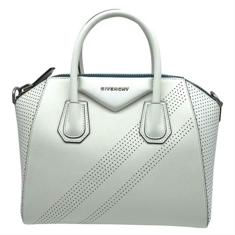 Givenchy Small Antigona Perforated Satchel White Leather Shoulder Bag