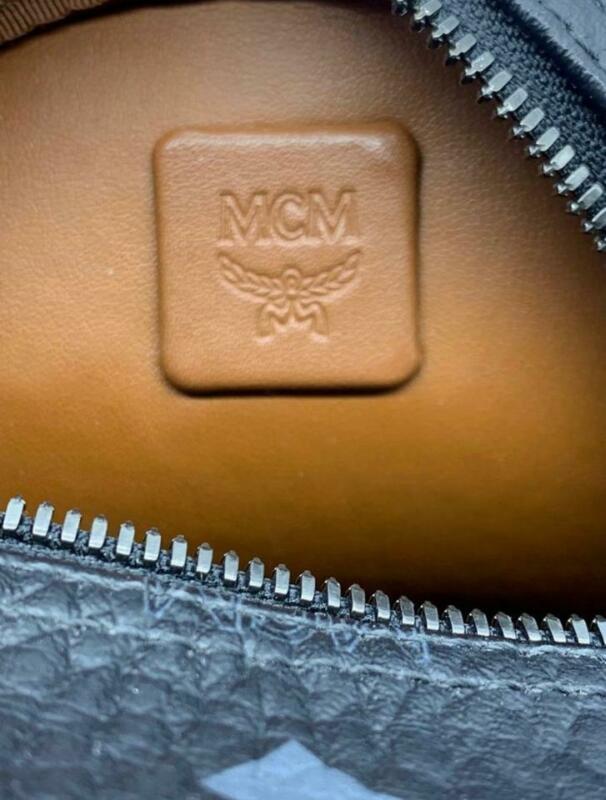 MCM Mini Black Coated Canvas Backpack