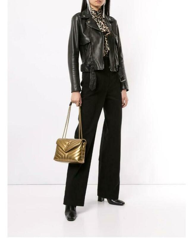 Saint Laurent Monogram Loulou Small Metallic Monogram Gold Leather Shoulder Bag