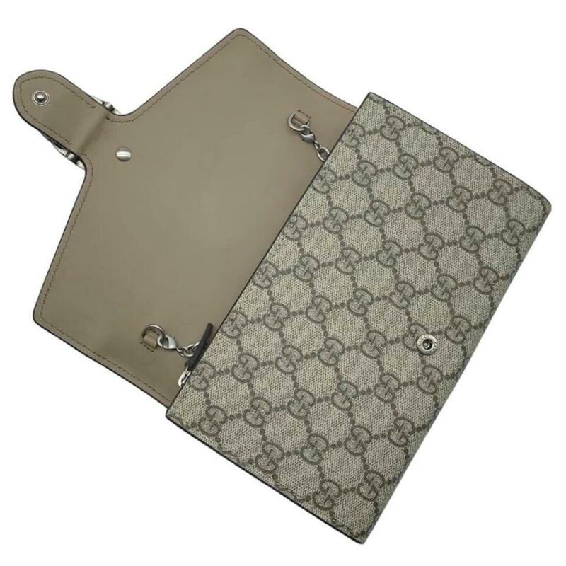 Gucci Dionysus Gg Supreme Canvas Wallet On A Chain Beige Cross Body Bag