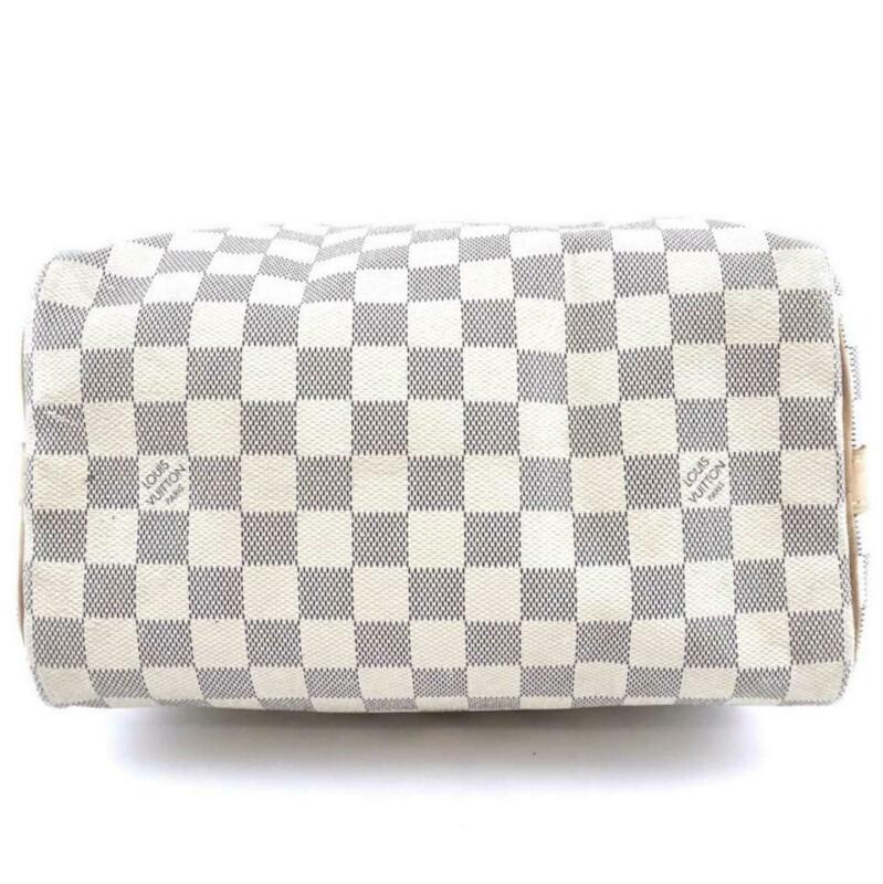 Louis Vuitton Speedy 25 Damier Azur Bandouliere White Coated Canvas Cross Body
