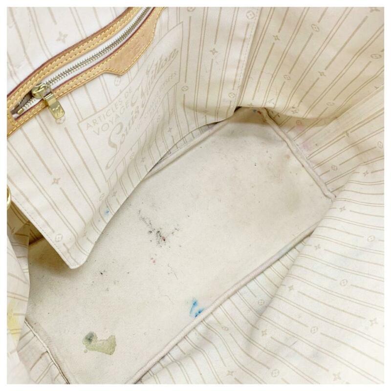 Louis Vuitton Neverfull Gm Ebene 2011 White Damier Azur Canvas Tote