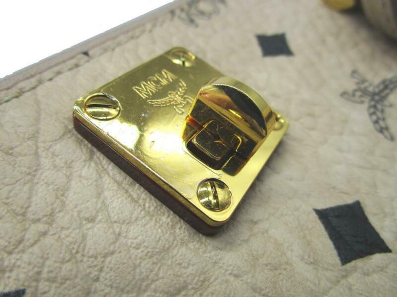 MCM Large Klara Visetos Diamond Hobo Shopper Crossbody Beige Coated Canvas