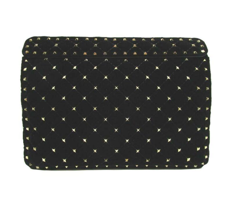 Valentino Shoulder New Garavani Rockstud Spike Large Black Velvet Cross Body Bag