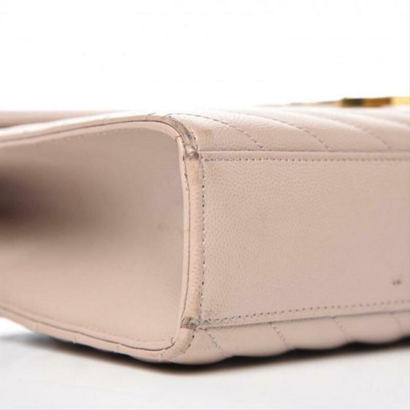 Saint Laurent Envelope Grain De Poudre Matelasse Chevron Large Monogram Satchel