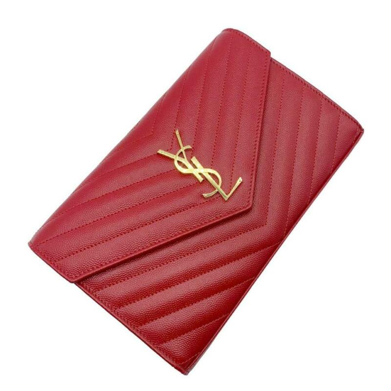 Saint Laurent Chain Wallet Medium Monogram New Red Leather Cross Body Bag