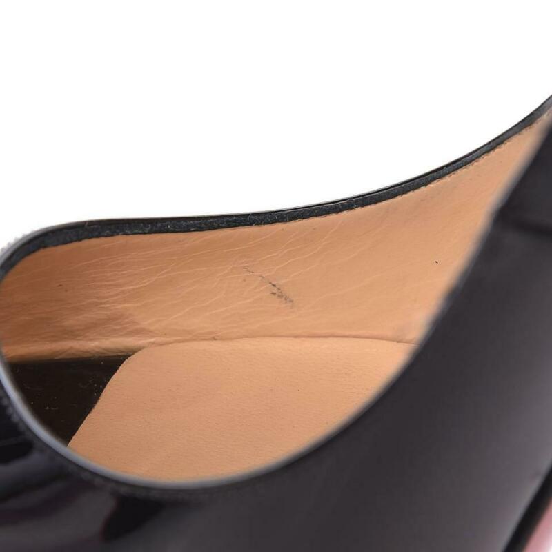 Christian Louboutin Black Patent Calfskin Lady 150 Peep Toe Platform Pumps