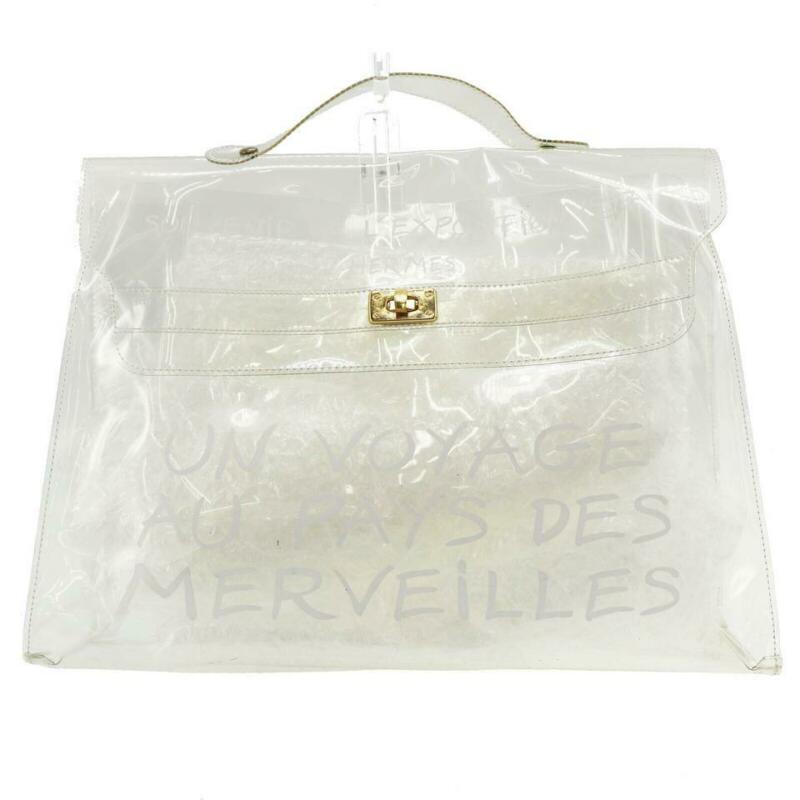 Hermès Kelly L Souvenir De L'exposition Transparent White Vinyl Tote