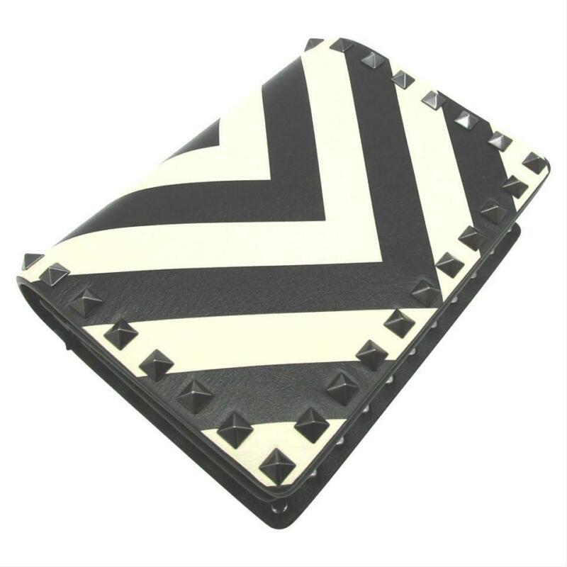 Valentino Garavani Rockstud V-stripe Pouch Chain Black Leather Cross Body Bag