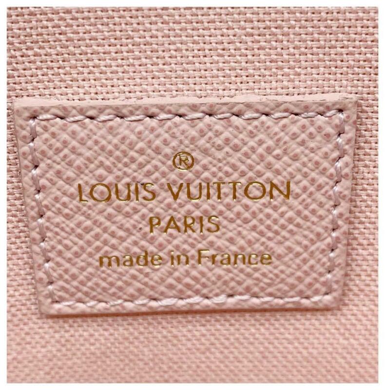 Louis Vuitton Pochette Felicie Chain Rose Ballerine White Damier Azur Canvas Cro