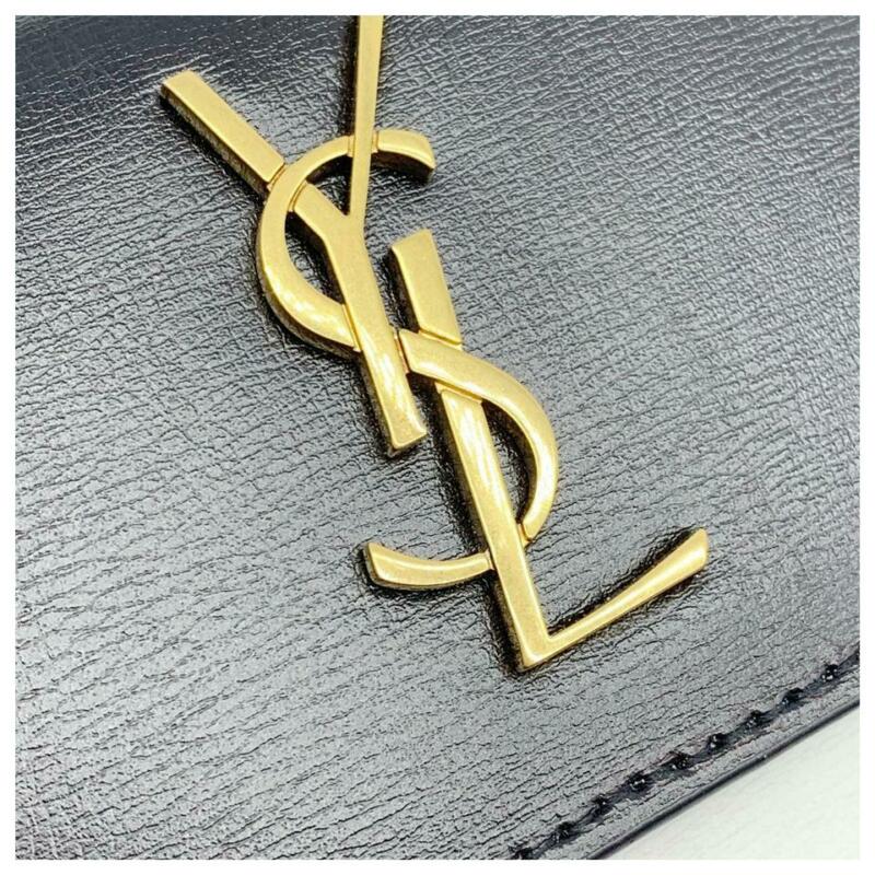 Saint Laurent Monogram Sunset Mini White Chain Black Leather Cross Body Bag