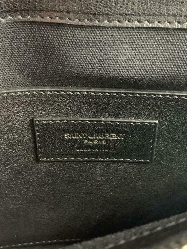 Saint Laurent Monogram College Large Striped Flap-top Black Canvas Shoulder Bag