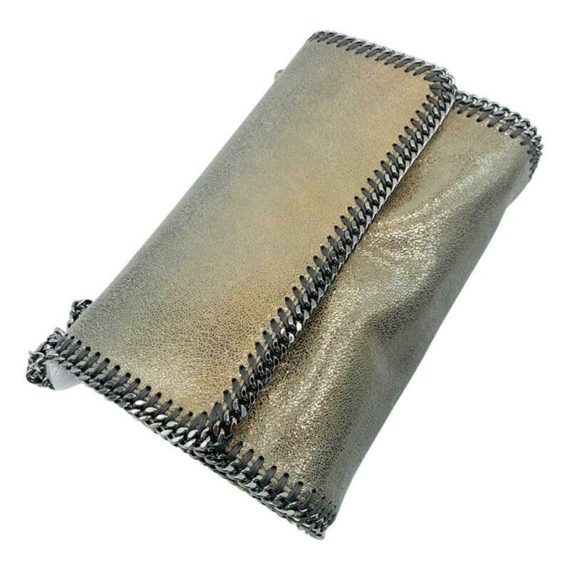 Stella McCartney Ombre Falabella Shaggy Deer Metallic Grey Faux Leather Shoulder