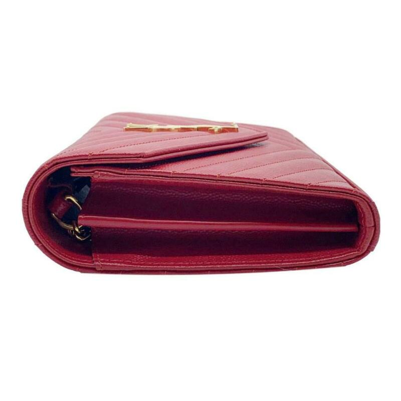 Saint Laurent Chain Wallet Medium Monogram New Red Leather Cross Body Bag