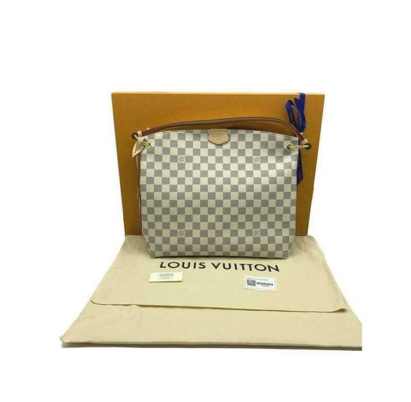 Louis Vuitton Graceful Pm Rose Ballerine White Damier Azur Canvas Hobo Bag