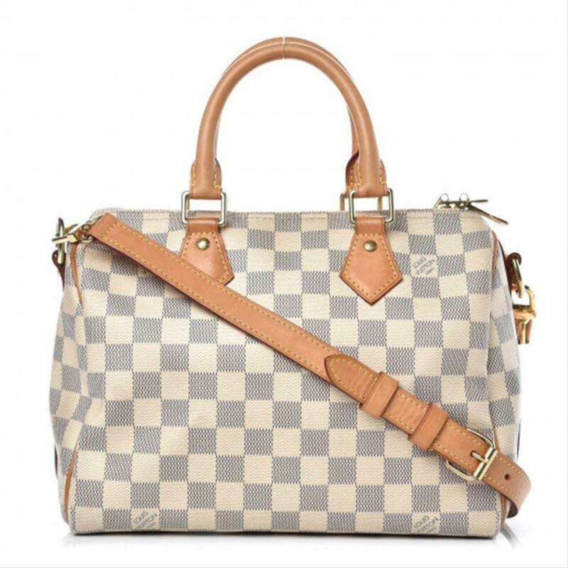 Louis Vuitton Speedy Bandouliere 25 White Damier Azur Canvas Cross Body Bag
