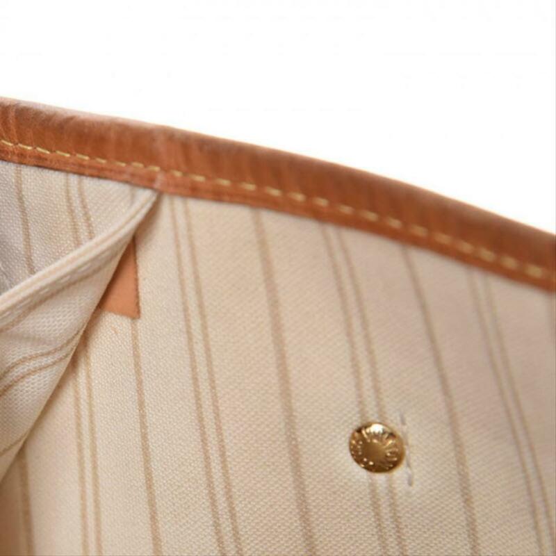 Louis Vuitton Neverfull Mm with Pouch White Damier Azur Canvas Tote