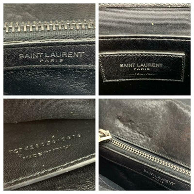 Saint Laurent Matelasse Chevron Medium College Monogram Black Sheepskin Leather