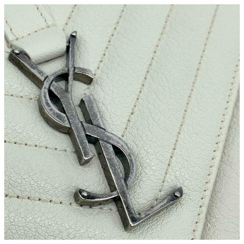 Saint Laurent Women's Medium Monogramme College White Leather Shoulder Bag