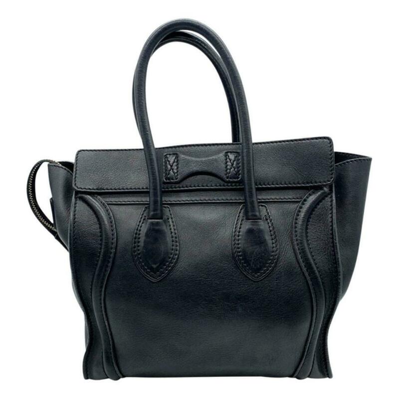 Céline Luggage Micro Black Leather Tote
