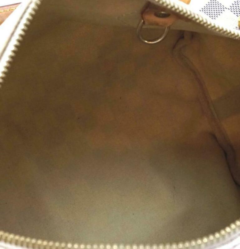 Louis Vuitton Speedy 25 Damier Azur Bandouliere White Coated Canvas Cross Body