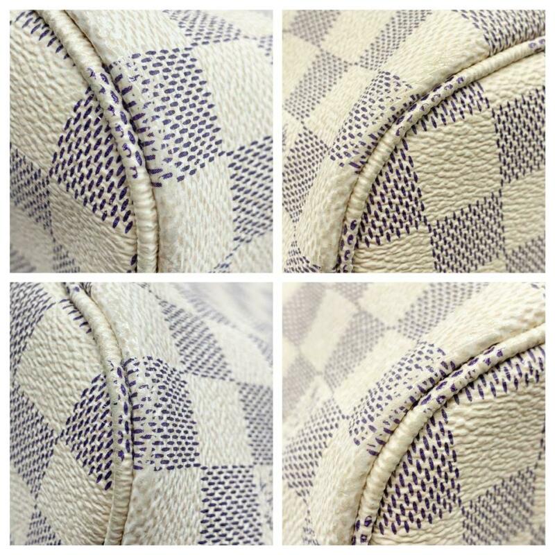 Louis Vuitton Neverfull Mm Rose Ballerine White Damier Azur Canvas Tote