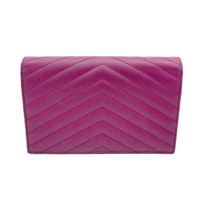 Saint Laurent Chain Wallet Small Purple Leather Cross Body Bag