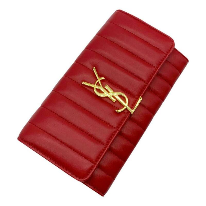Auth SAINT LAURENT Leather Compact Wallet Bifold Wallet GUE414661 Red  (181416