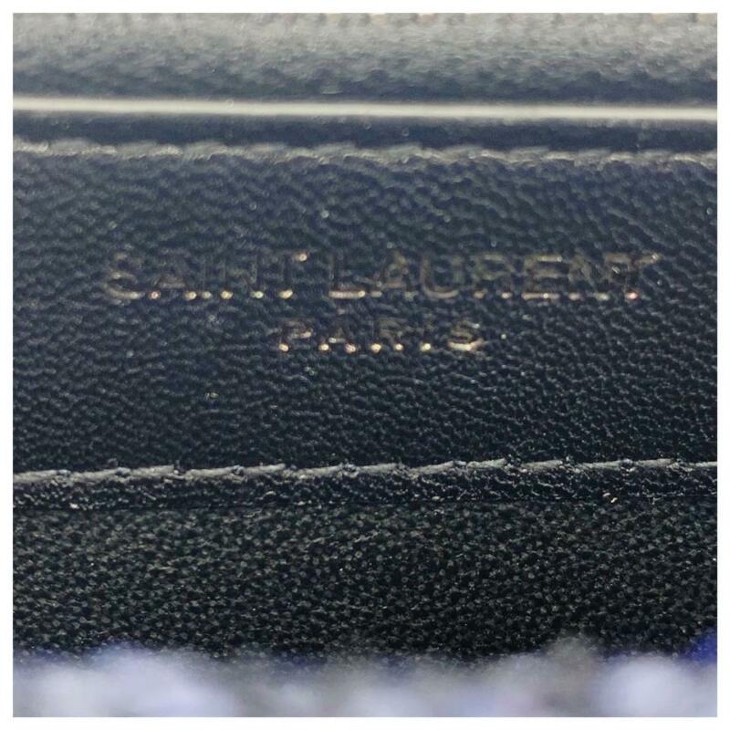 Saint Laurent Monogram Kate Chain Wallet New Chain Glitter Tassel Blue Leather