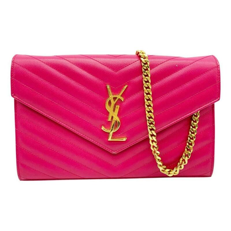 Saint Laurent Chain Wallet Medium Monogram Ysl Pink Leather Cross Body Bag