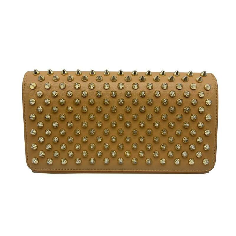 Christian Louboutin Macaron Spike Brown Leather Wristlet