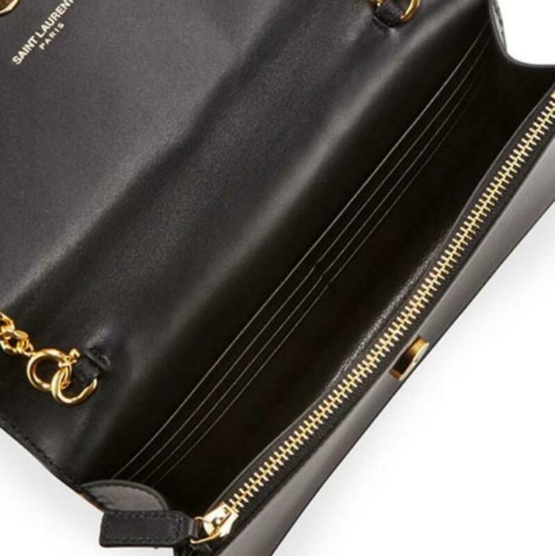 Saint Laurent Monogram Kate Chain Wallet Smooth Calfskin Classic Tassel Black