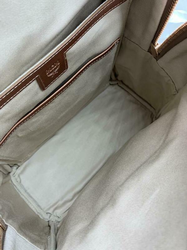 MCM Stark Outline Studs Champagne Gold Leather Backpack