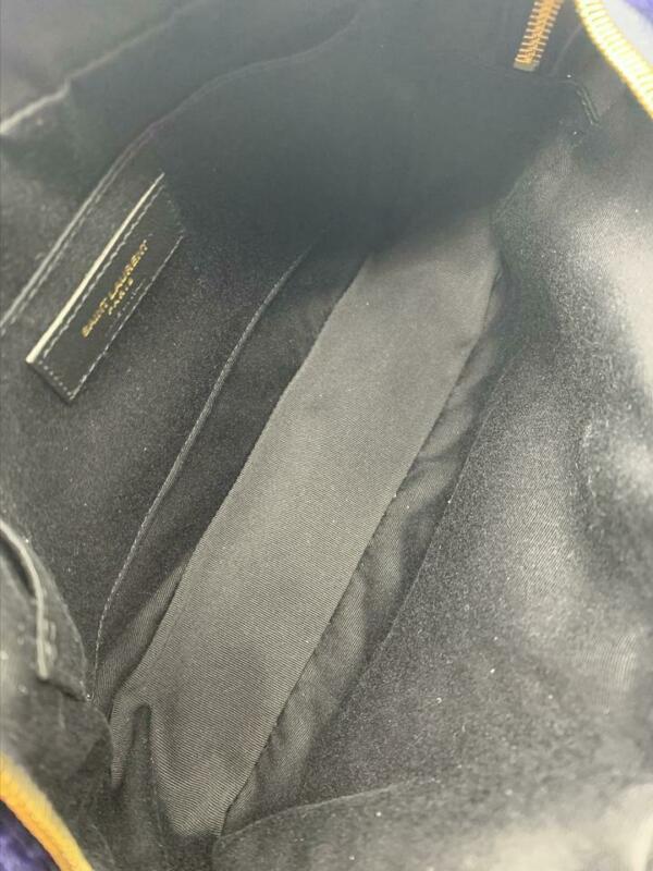 Saint Laurent Camera Lou Medium Ysl Monogram Quilted Blue Velvet Cross Body Bag