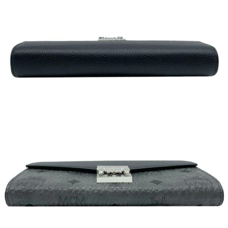 MCM Patricia Visetos Wallet On A Chain Black Leather Cross Body Bag