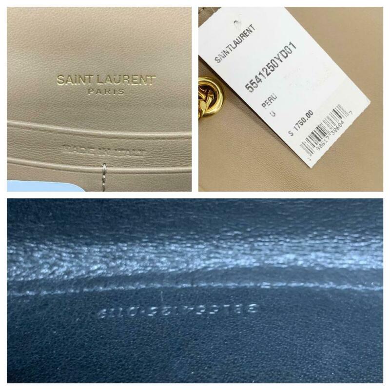 Saint Laurent Vicky Small Wallet On A Chain Monogram Beige Leather Shoulder Bag