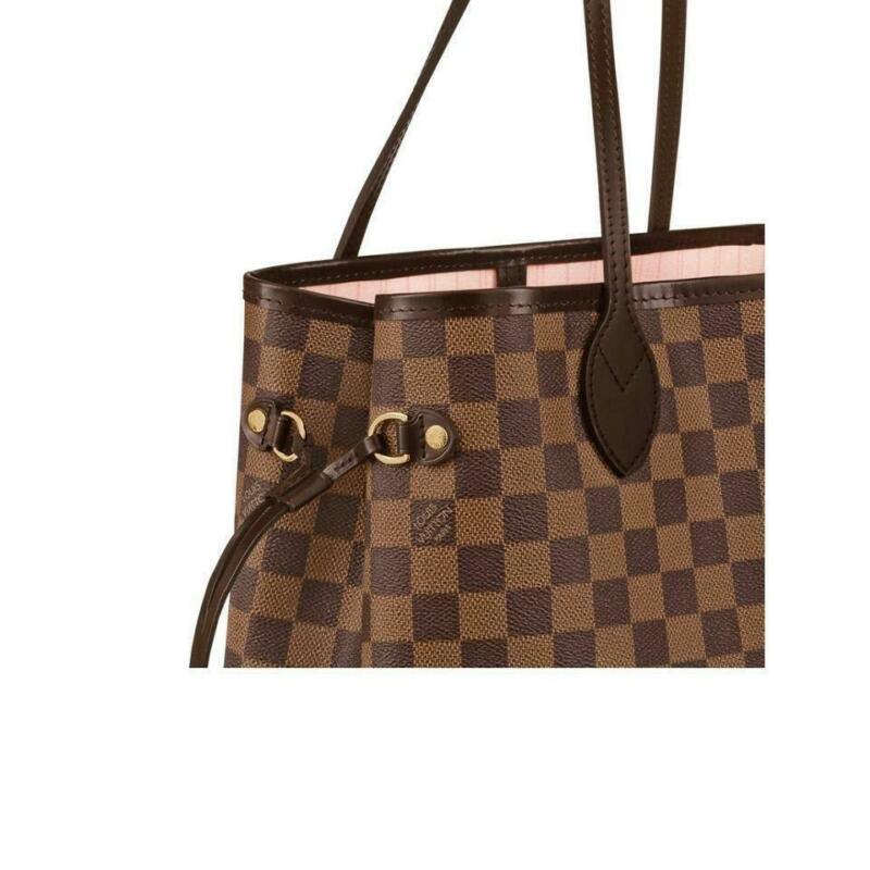 Louis Vuitton Neverfull 2019 Mm Damier Ebene Rose Ballerine Brown Coated Canvas
