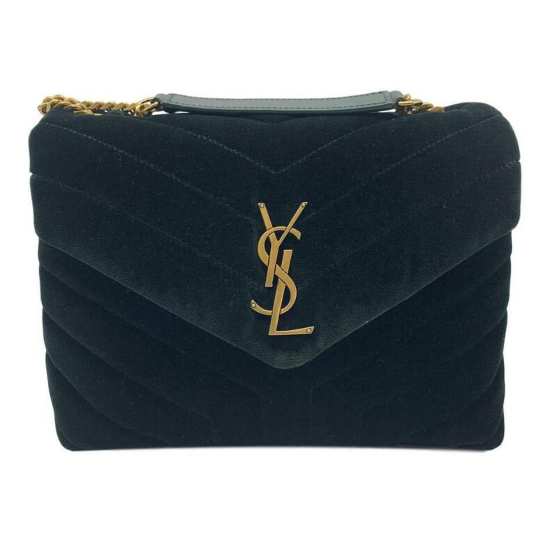 Saint Laurent Monogram Loulou Small Green Velvet Shoulder Bag