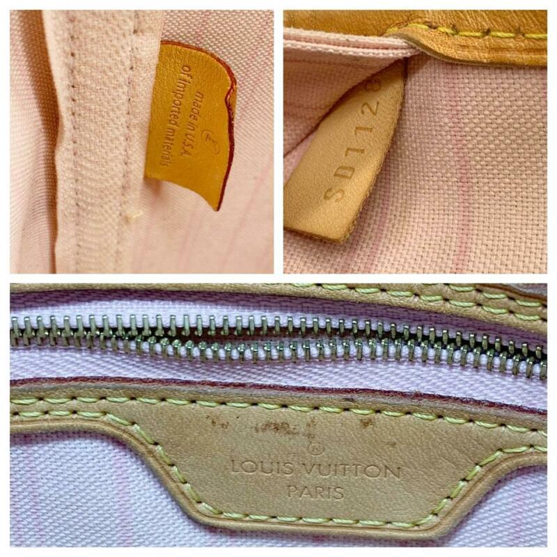 Louis Vuitton Neverfull Mm Rose Ballerine White Damier Azur Canvas Tote