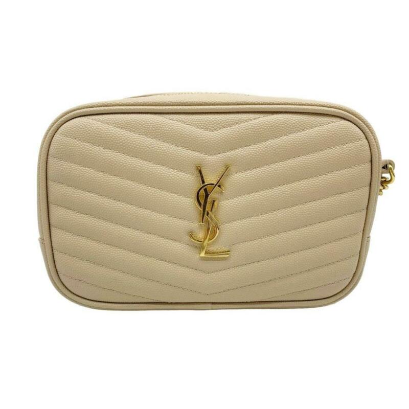 Saint Laurent Monogram Camera Mini Lou Quilted Beige Leather Cross Body Bag