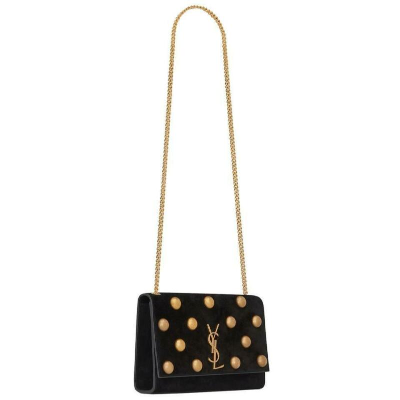 Saint Laurent Monogram Kate Monogram Ysl Medium Dome-stud Black Suede Leather