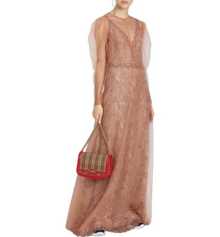 Burberry Crossbody Vintage Check Link Flap Brown Canvas Shoulder Bag