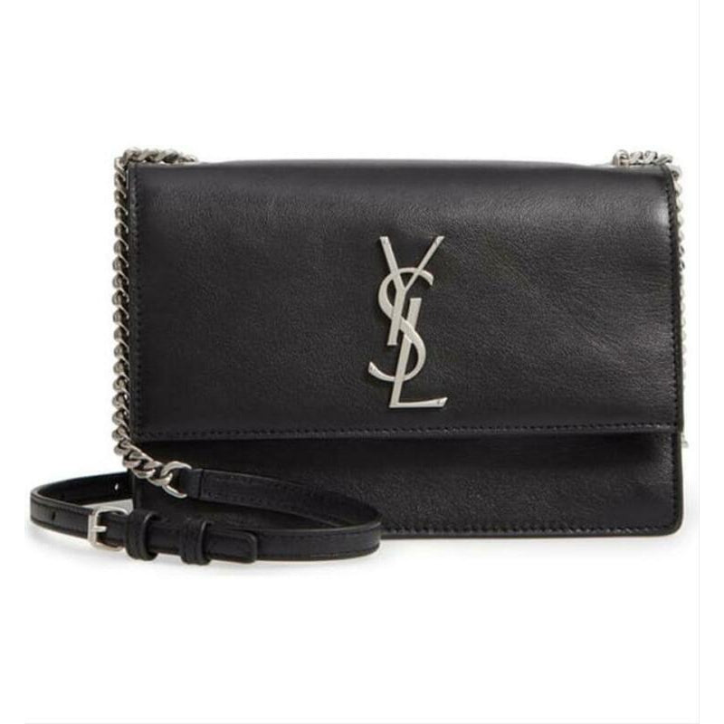 Saint Laurent Monogram Shoulder Sunset Small Black Leather Cross Body Bag