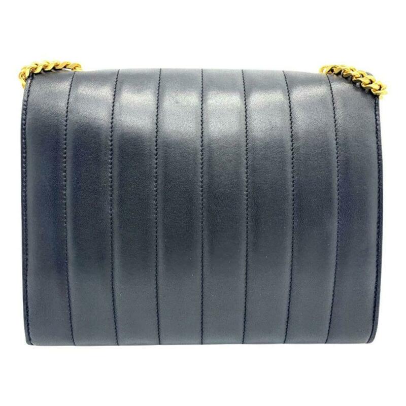Saint Laurent Chain Wallet Vicky Monogram Black Leather Shoulder Bag