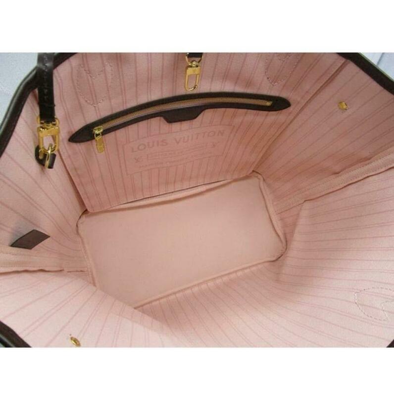 Louis Vuitton Neverfull 2019 Mm Damier Ebene Rose Ballerine Brown Coated Canvas