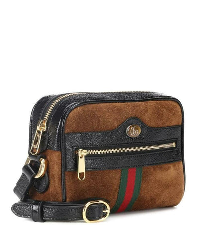 Gucci Shoulder Ophidia Mini Brown Suede Cross Body Bag